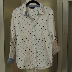 Woman's White Polka Dot Button Up